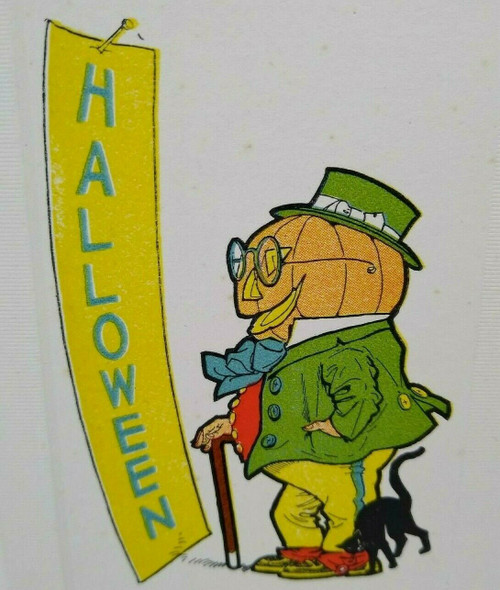 Halloween Postcard Dressed Goblin Man Cat Gibson Fantasy Anthropomorphic Unused