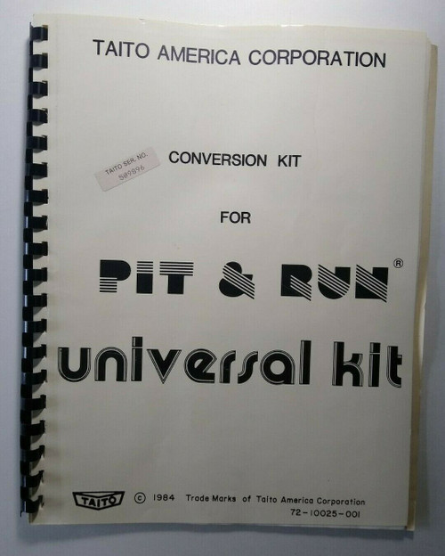 Pit & Run Taito Original Video Arcade Game Service Instruction Manual 1984