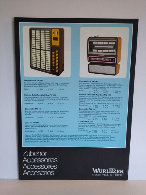 Wurlitzer Accessories Jukebox Flyer Original Phonograph Music Promo 8.25" x 11.5