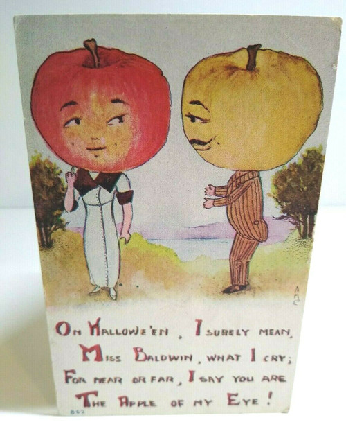 Antique Halloween Postcard Big Apple Head Goblins Series 862 MHS FA Owen Unused
