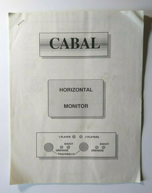 Cabal Arcade Game Service Setting Manual Fabtek Video Game 4 Page Version 1988