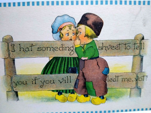 Dutch Boy Girl Barton & Spooner Original Postcard Blue Border CS 432 Non Posted