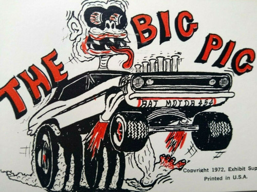 Hot Rod Postcard Chevrolet Big Pig Rat Motor 454 Monster Car Auto Racer Card '72
