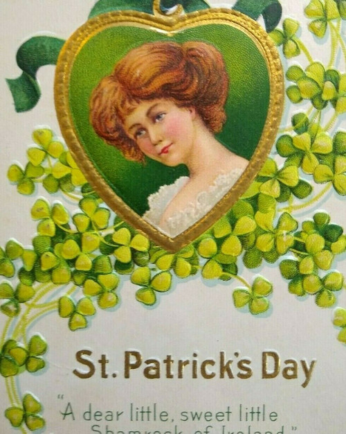 St. Patrick's Day Postcard Series 11 Embossed Nash Lady Sweet Little Shamrock