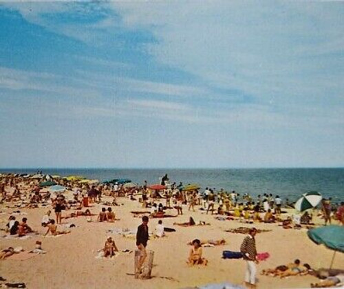 Rehoboth Beach Delaware Postcard Beach Swimmers Sun Bathers Ocean View Unused