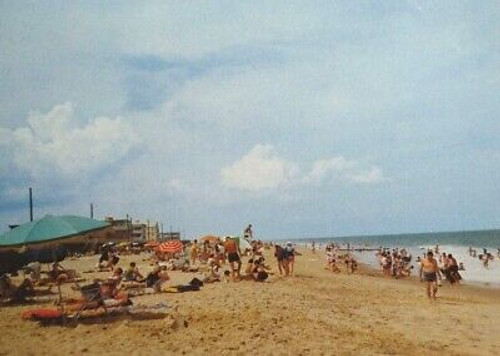Rehoboth Beach Delaware Postcard Beach Umbrellas Swimmers Sun Bathers Ocean View
