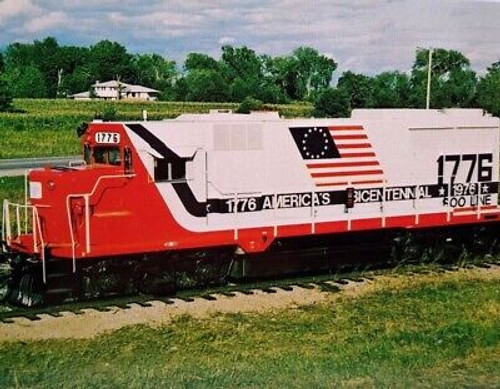 Railroad Postcard Train Locomotive 1776 Bicentennial Patriotic Red White Blue