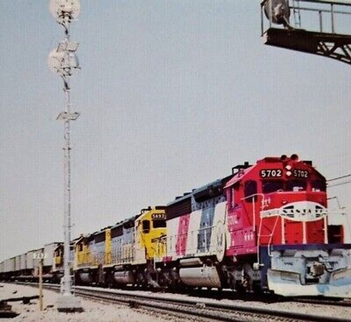 Railroad Postcard Train Locomotive Santa Fe Unit 5702 Patriotic Red White Blue