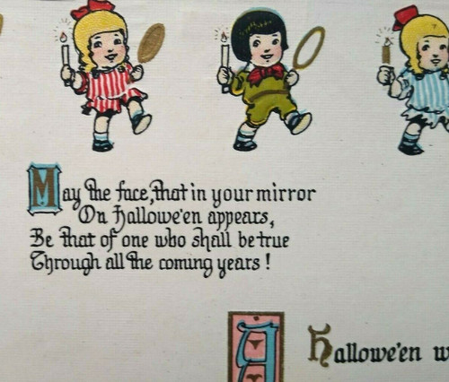 Antique Halloween Postcard Gottschalk 5074 Children Mirrors Candles Lewistown Pa