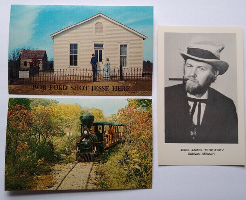 Jesse James Territory Postcards Wild West City Sullivan Missouri Railroad Cowboy