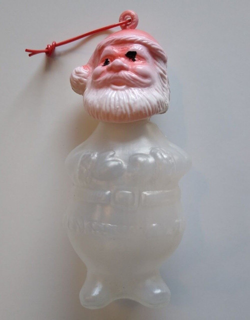 Santa Claus St Nick Christmas Candy Container Ornament Hong Kong Vintage Plastic