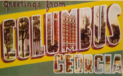 Greetings From Columbus Georgia Large Big Letter Postcard Linen Unused Vintage