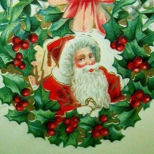 Antique Christmas Postcard Santa & Sleeping Cherub Little Girl Embossed 1910