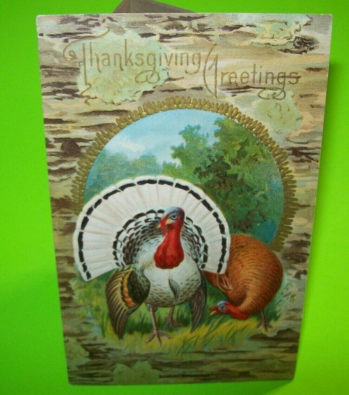 Thanksgiving Postcard Vintage Embossed Art Series 20 Gold Accents Unused Antique