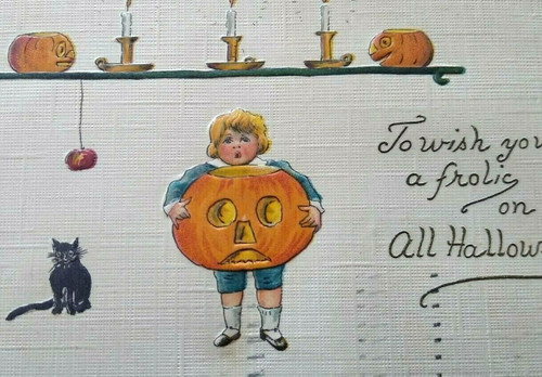 Vintage Halloween Postcard Leubrie & Elkus No 7018 Germany Wilkes Barre Pa 1914