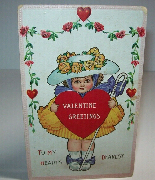 Vintage Valentines Day Greetings Postcard Embossed Gibson Series 406 Germany