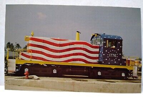 Railroad Postcard Train Locomotive Palm Beach Star Spangled Switcher 1776 Flag