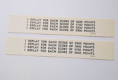 Apollo Williams Pinball Game Original Score Value Replay Cards Lot Of 2 NOS