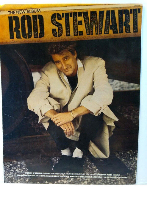 Rod Stewart Album AD 1986 Vintage Artwork Pop Rock Music Magazine Advertising