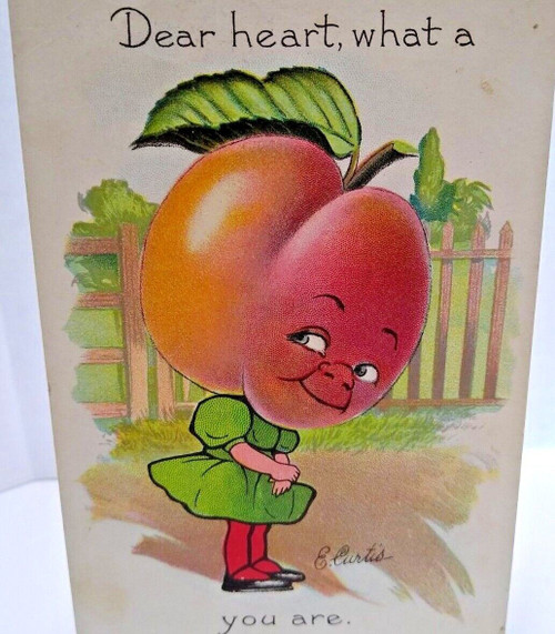 Fantasy Postcard Tuck E Curtis Peach Face Anthropomorphic Garden Patch Series 2