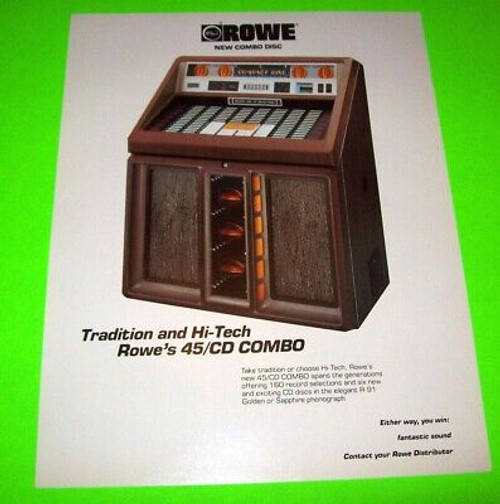 New Combo Disc Rowe 45/CD Jukebox Flyer Vintage 1987 Traditional Hi-Tech