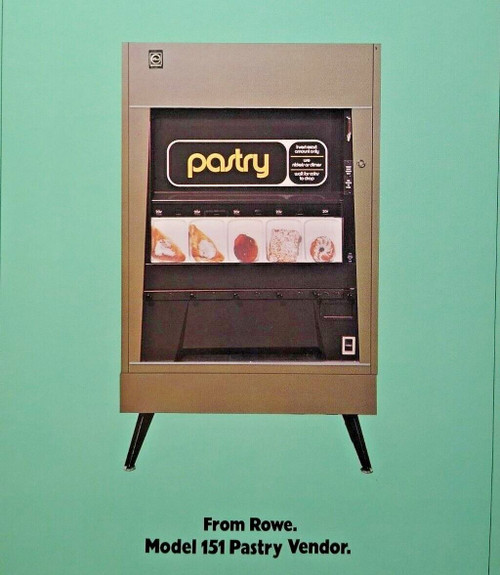 Rowe Pastry Food Vending Machine Flyer Model 151 Vintage Promo Art 8.5" x 11"