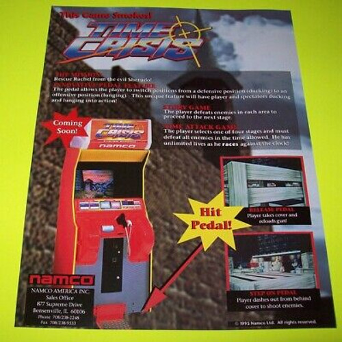 Time Crisis Dirt Dash Arcade Flyer 1995 Original NOS Video Game Promo 8.5" x 11"