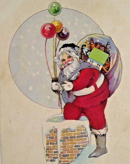 Santa Claus Postcard Christmas Saint Nick With Balloons And Toys Stecher 1922