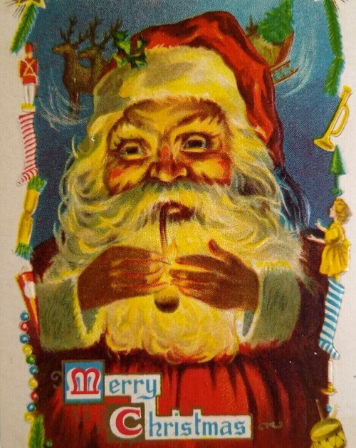 Santa Claus Postcard Christmas Big Face St Nick Smokes Pipe Taggart Series 305