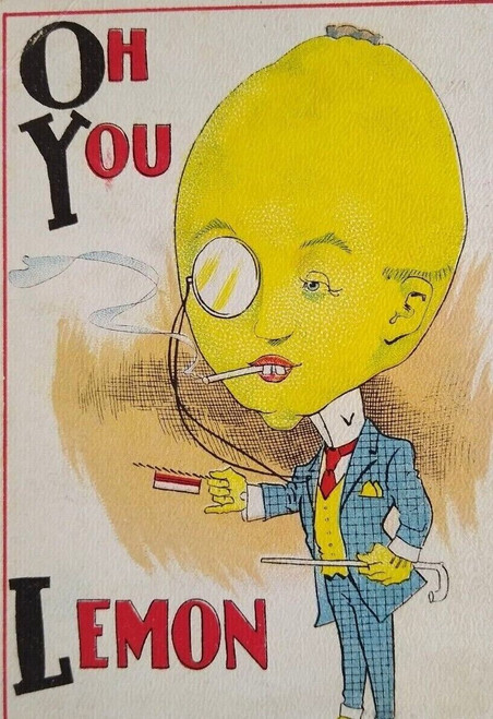 Halloween Postcard Fantasy Dressed Lemon Head Man Anthropomorphic Oh You 1914
