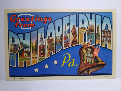 Philadelphia Postcard Large Letter Greeting From Pennsylvania Linen Curt Teich