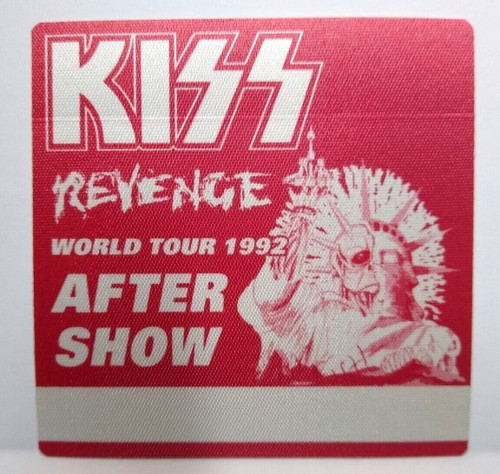 Kiss Revenge World Tour Backstage Pass 1992 Hard Rock Glam Vintage Cloth Red