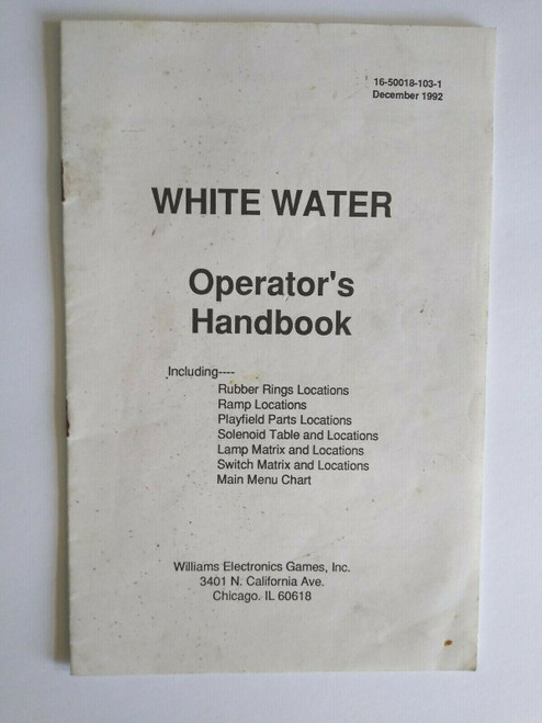 White Water Pinball Machine Handbook Original 1992 Vintage Game Mini Booklet