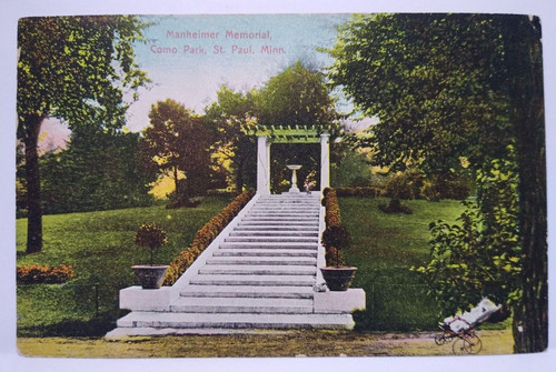 Como Park St Paul Minnesota Postcard Manheimer Memorial Baby Carriage Unused