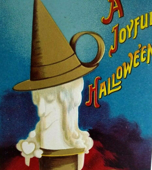 Halloween Postcard Artist Signed Ellen Clapsaddle Wax Witch Candle Face 1393