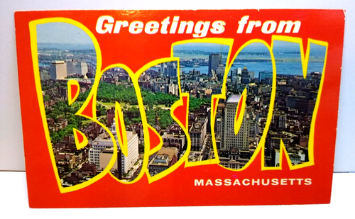 Greetings From Boston Massachusetts Large Letter Chrome Postcard Colourpicture