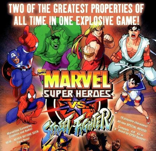 Marvel Super Heroes VS Street Fighter Arcade Flyer Game Art Promo 8.5" x 11"