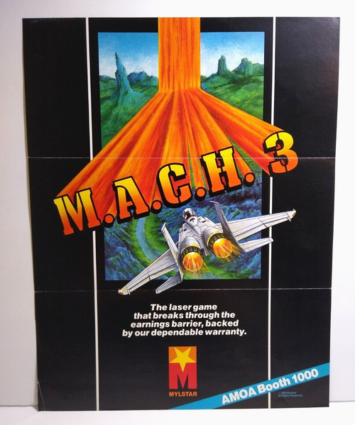 M.A.C.H. 3 Arcade Flyer Original 1983 Video Game Retro Art 8.5" x 11" Mach Laser