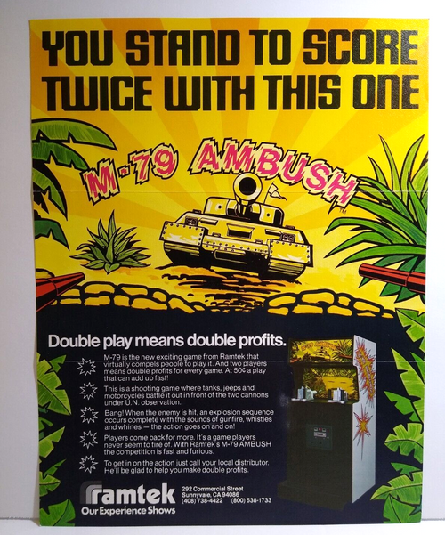 M-79 Ambush Arcade Flyer Original Video Game Retro Artwork Ramtek 8.5" x 11"