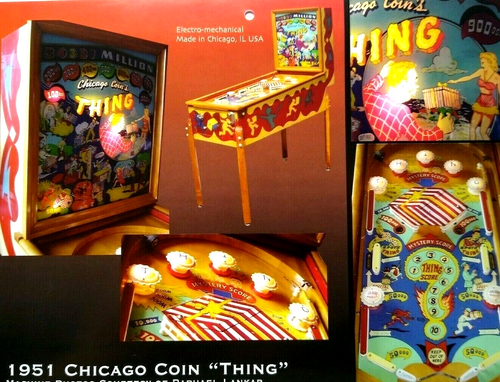 Thing Pinball Machine Art Collage Ready To Frame Artwork Retro Woodrail Game