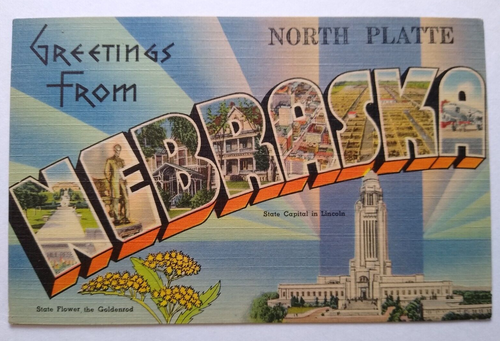 Greetings From North Platte Nebraska Postcard Large Big Letter Tichnor Vintage