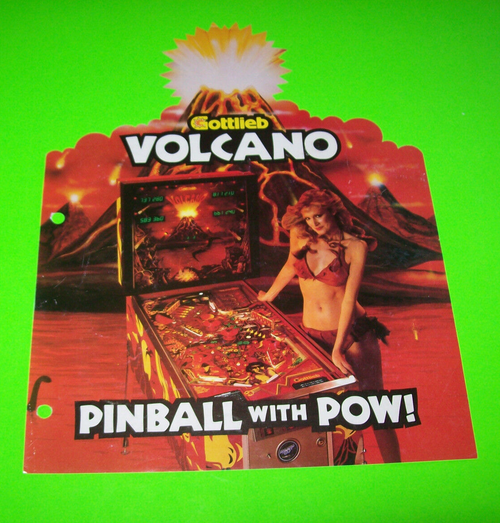Volcano Pinball Flyer Original Vintage 1981 Diecut Promo Art Sheet Punch Holes