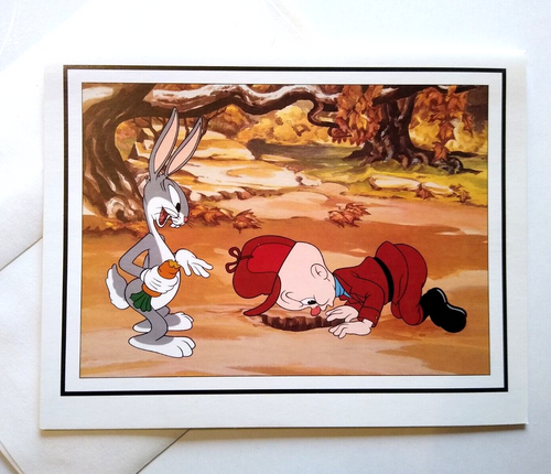 Bugs Bunny Elmer Fudd A Wild Hare Greeting Card 1992 Unused Vintage Cartoon Art