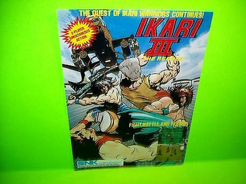 SNK IKARI III Original 1989 NOS Video Arcade Game Promo Sales Flyer Japan RARE