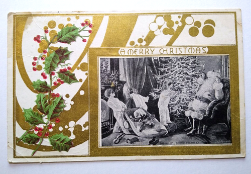 Christmas Postcard Santa Claus Toys Robbed By Masked Children Illustrated 1906