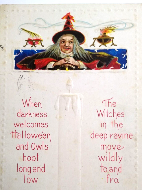 Halloween Postcard Nash Witches Poem Laboratory Potions Series H-23 Fantasy 1919