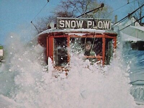 Trolly Train Railway Postcard Boston 5123 Snow Plow Rail Car Blizzard Of 1978