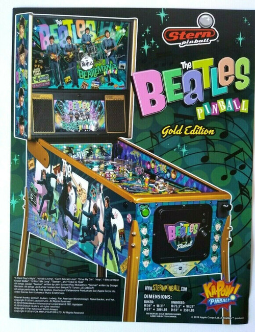 The Beatles Pinball Machine FLYER Art Beatlemania John Lennon George Harrison