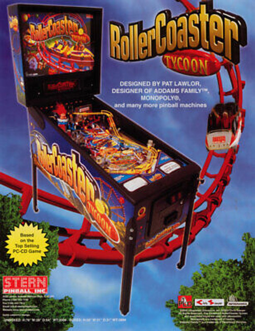 Roller Coaster Tycoon Pinball Flyer Original NOS 2002 Game Artwork 8.5" x 11"