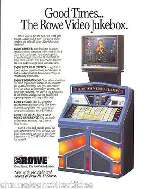 Rowe AMI VIDEO JUKEBOX 1984 Original NOS Jukebox Phonograph Music Sales FLYER